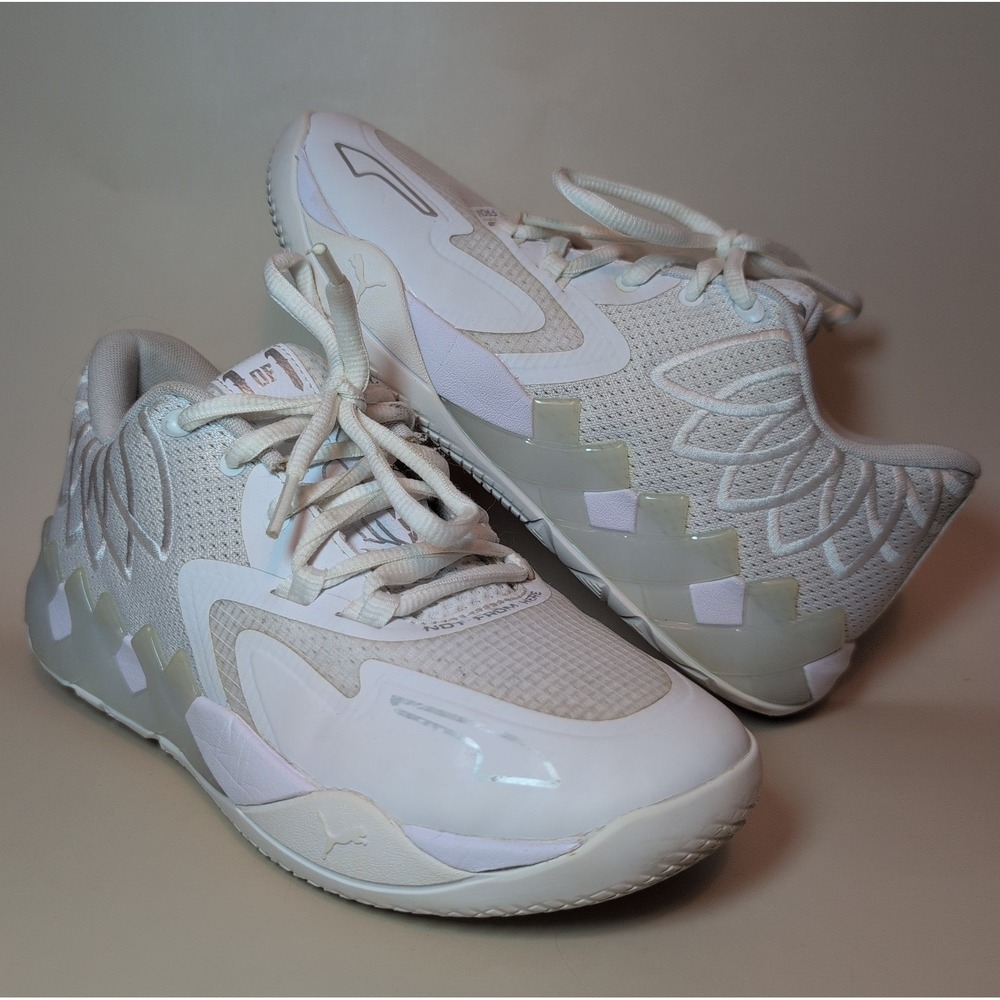 Puma MB.02 Shoes Mens Size 7 White Mesh Basketball Low Top Sneakers 377368-04